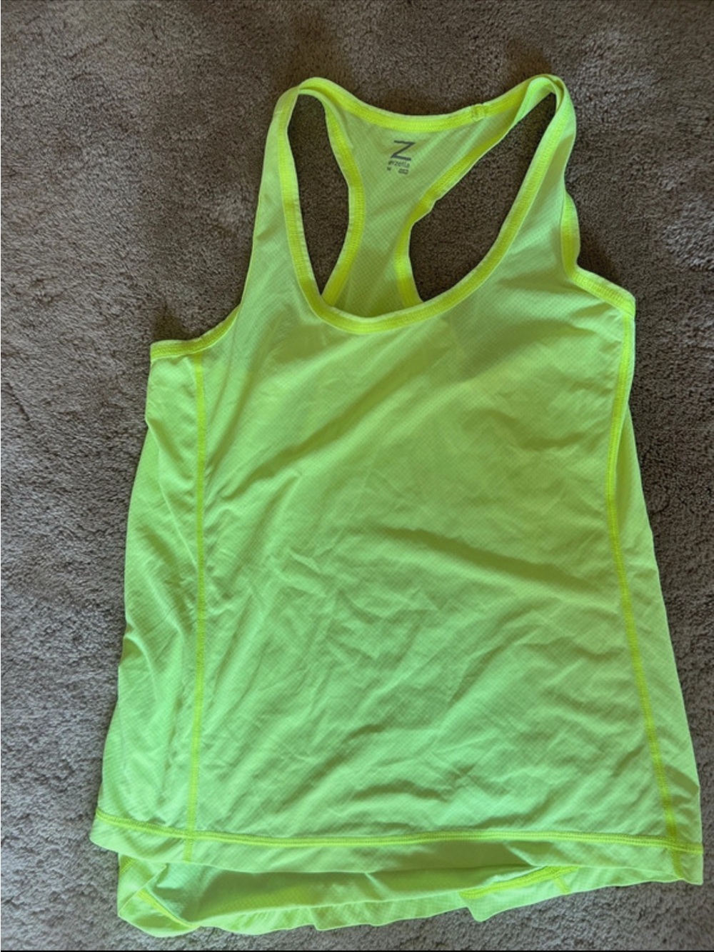 Zella Neon Yellow Racerback Tank Top - medium